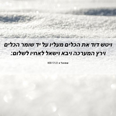 Picture 06 - שמואל א 17:22 HEB - ויטש דוד את הכלים מעליו על - Bible Verse Picture