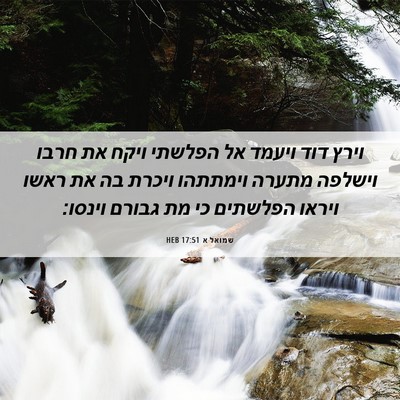 Picture 06 - שמואל א 17:51 HEB - וירץ דוד ויעמד אל הפלשתי - Bible Verse Picture