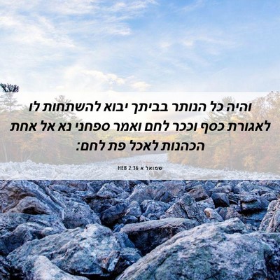 Picture 06 - שמואל א 2:36 HEB - והיה כל הנותר בביתך יבוא - Bible Verse Picture