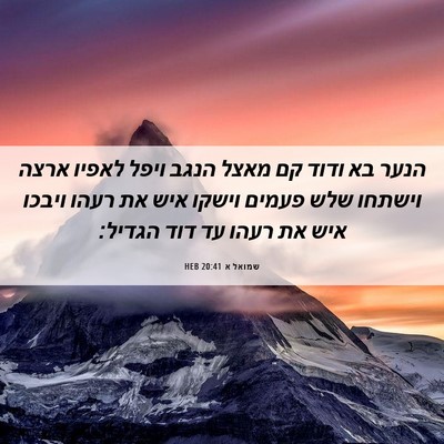 Picture 06 - שמואל א 20:41 HEB - הנער בא ודוד קם מאצל הנגב - Bible Verse Picture