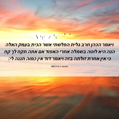 Picture 06 - שמואל א 21:9 HEB - ויאמר הכהן חרב גלית הפלשתי - Bible Verse Picture