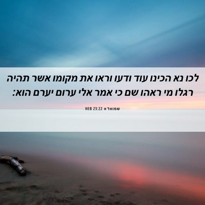 Picture 06 - שמואל א 23:22 HEB - לכו נא הכינו עוד ודעו וראו - Bible Verse Picture