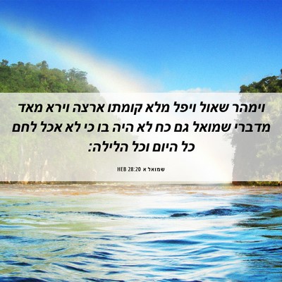Picture 06 - שמואל א 28:20 HEB - וימהר שאול ויפל מלא קומתו - Bible Verse Picture