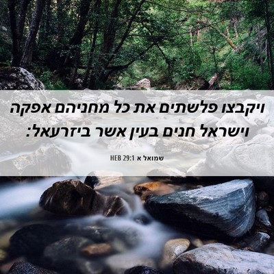 Picture 06 - שמואל א 29:1 HEB - ויקבצו פלשתים את כל מחניהם - Bible Verse Picture