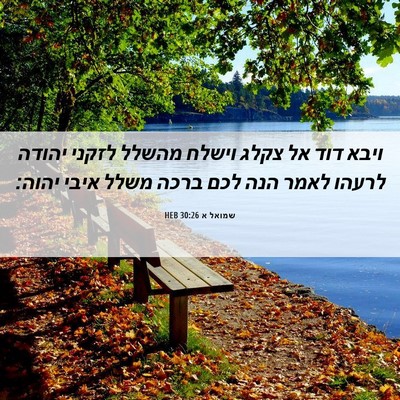 Picture 06 - שמואל א 30:26 HEB - ויבא דוד אל צקלג וישלח - Bible Verse Picture