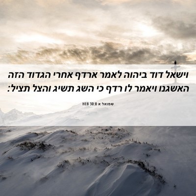 Picture 06 - שמואל א 30:8 HEB - וישאל דוד ביהוה לאמר ארדף - Bible Verse Picture