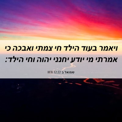 Picture 06 - שמואל ב 12:22 HEB - ויאמר בעוד הילד חי צמתי - Bible Verse Picture