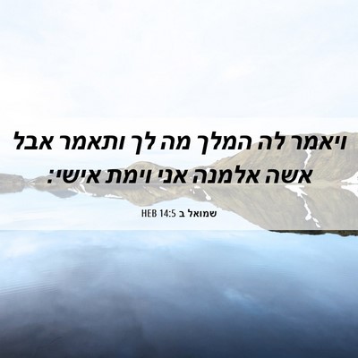 Picture 06 - שמואל ב 14:5 HEB - ויאמר לה המלך מה לך ותאמר - Bible Verse Picture