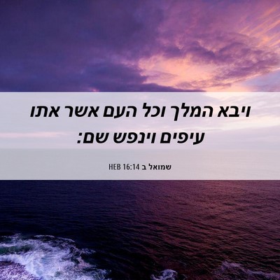 Picture 06 - שמואל ב 16:14 HEB - ויבא המלך וכל העם אשר אתו - Bible Verse Picture