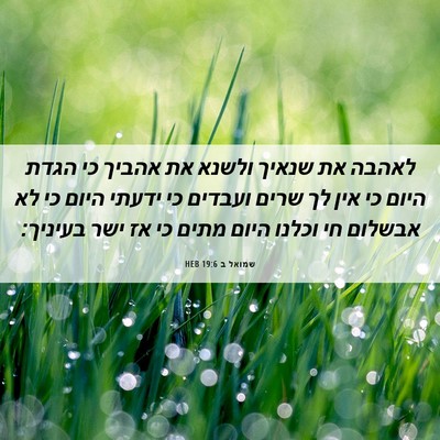 Picture 06 - שמואל ב 19:6 HEB - לאהבה את שנאיך ולשנא את - Bible Verse Picture