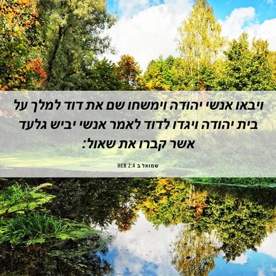 Picture 06 - שמואל ב 2:4 HEB - ויבאו אנשי יהודה וימשחו שם - Bible Verse Picture