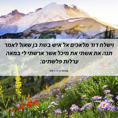 Picture 06 - שמואל ב 3:14 HEB - וישלח דוד מלאכים אל איש בשת - Bible Verse Picture