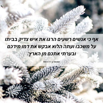 Picture 06 - שמואל ב 4:11 HEB - אף כי אנשים רשעים הרגו את - Bible Verse Picture