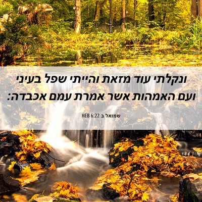 Picture 06 - שמואל ב 6:22 HEB - ונקלתי עוד מזאת והייתי שפל - Bible Verse Picture