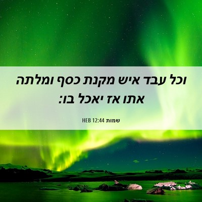 Picture 06 - שמות 12:44 HEB - וכל עבד איש מקנת כסף ומלתה - Bible Verse Picture