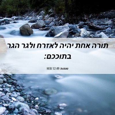 Picture 06 - שמות 12:49 HEB - תורה אחת יהיה לאזרח ולגר - Bible Verse Picture