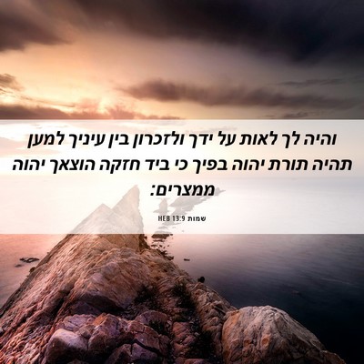 Picture 06 - שמות 13:9 HEB - והיה לך לאות על ידך ולזכרון - Bible Verse Picture