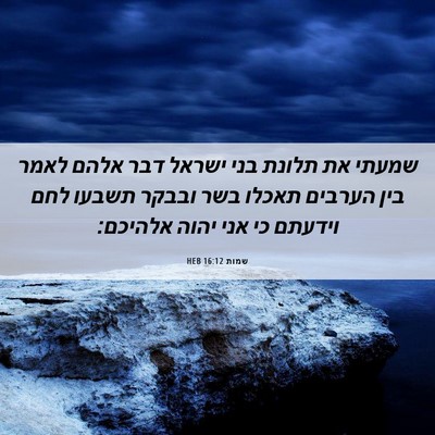 Picture 06 - שמות 16:12 HEB - שמעתי את תלונת בני ישראל - Bible Verse Picture