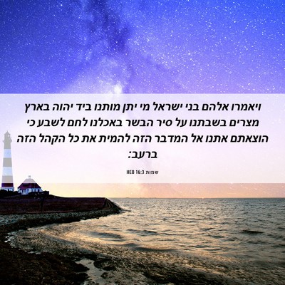 Picture 06 - שמות 16:3 HEB - ויאמרו אלהם בני ישראל מי - Bible Verse Picture
