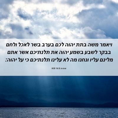 Picture 06 - שמות 16:8 HEB - ויאמר משה בתת יהוה לכם בערב - Bible Verse Picture