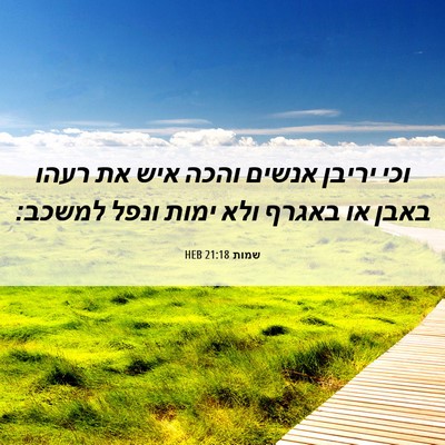 Picture 06 - שמות 21:18 HEB - וכי יריבן אנשים והכה איש את - Bible Verse Picture