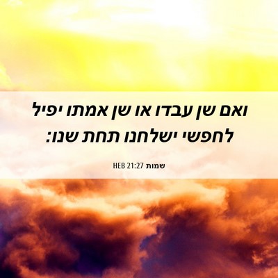 Picture 06 - שמות 21:27 HEB - ואם שן עבדו או שן אמתו יפיל - Bible Verse Picture