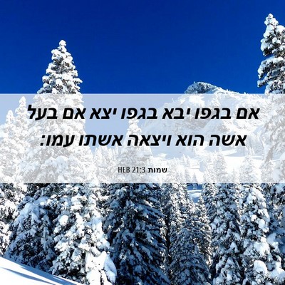 Picture 06 - שמות 21:3 HEB - אם בגפו יבא בגפו יצא אם בעל - Bible Verse Picture