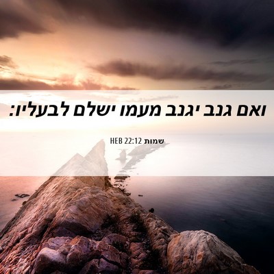 Picture 06 - שמות 22:12 HEB - ואם גנב יגנב מעמו ישלם - Bible Verse Picture
