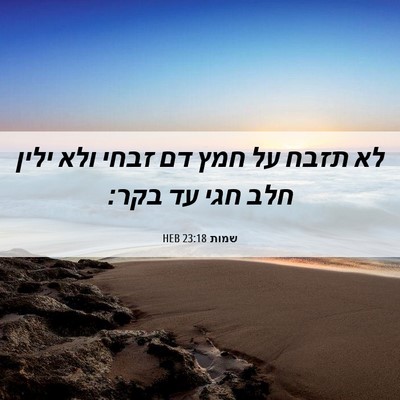 Picture 06 - שמות 23:18 HEB - לא תזבח על חמץ דם זבחי ולא - Bible Verse Picture