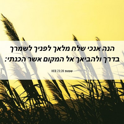 Picture 06 - שמות 23:20 HEB - הנה אנכי שלח מלאך לפניך - Bible Verse Picture
