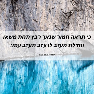 Picture 06 - שמות 23:5 HEB - כי תראה חמור שנאך רבץ תחת - Bible Verse Picture
