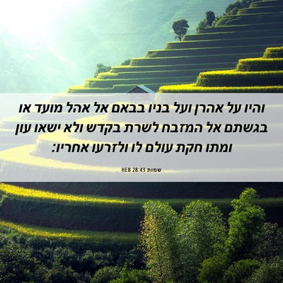 Picture 06 - שמות 28:43 HEB - והיו על אהרן ועל בניו בבאם - Bible Verse Picture