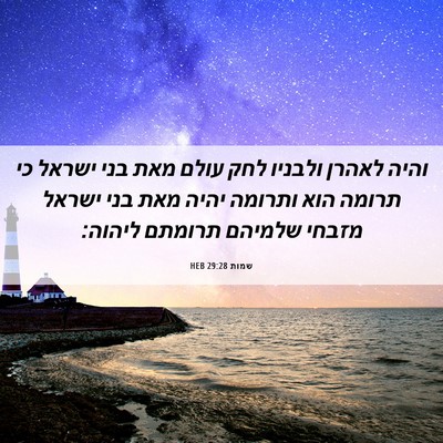 Picture 06 - שמות 29:28 HEB - והיה לאהרן ולבניו לחק עולם - Bible Verse Picture