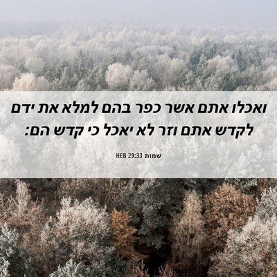 Picture 06 - שמות 29:33 HEB - ואכלו אתם אשר כפר בהם למלא - Bible Verse Picture