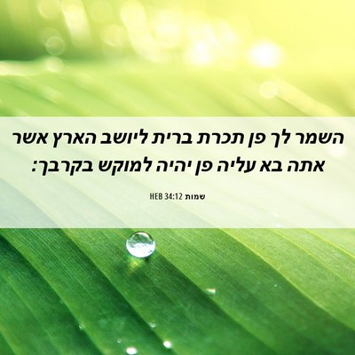 Picture 06 - שמות 34:12 HEB - השמר לך פן תכרת ברית ליושב - Bible Verse Picture