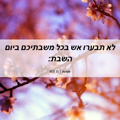 Picture 06 - שמות 35:3 HEB - לא תבערו אש בכל משבתיכם - Bible Verse Picture