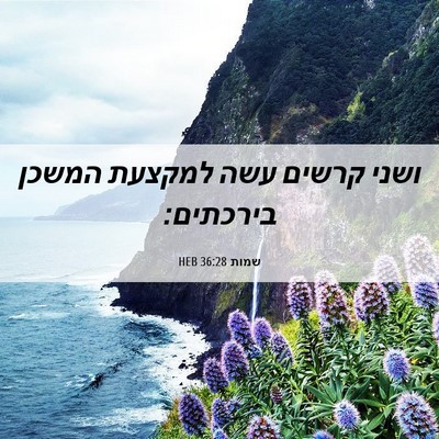 Picture 06 - שמות 36:28 HEB - ושני קרשים עשה למקצעת - Bible Verse Picture
