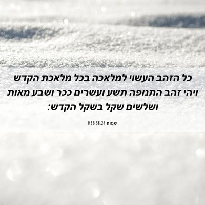 Picture 06 - שמות 38:24 HEB - כל הזהב העשוי למלאכה בכל - Bible Verse Picture