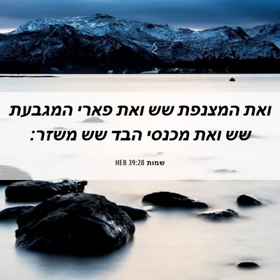 Picture 06 - שמות 39:28 HEB - ואת המצנפת שש ואת פארי - Bible Verse Picture