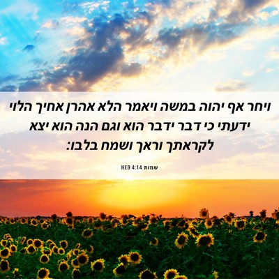 Picture 06 - שמות 4:14 HEB - ויחר אף יהוה במשה ויאמר הלא - Bible Verse Picture