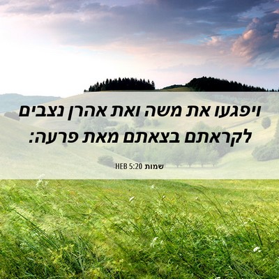 Picture 06 - שמות 5:20 HEB - ויפגעו את משה ואת אהרן - Bible Verse Picture