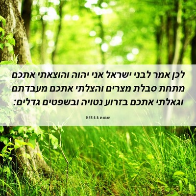 Picture 06 - שמות 6:6 HEB - לכן אמר לבני ישראל אני יהוה - Bible Verse Picture