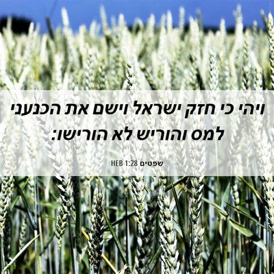 Picture 06 - שפטים 1:28 HEB - ויהי כי חזק ישראל וישם את - Bible Verse Picture