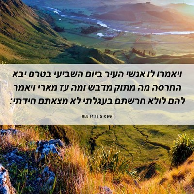 Picture 06 - שפטים 14:18 HEB - ויאמרו לו אנשי העיר ביום - Bible Verse Picture