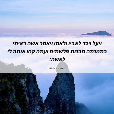 Picture 06 - שפטים 14:2 HEB - ויעל ויגד לאביו ולאמו - Bible Verse Picture