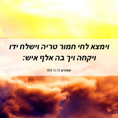 Picture 06 - שפטים 15:15 HEB - וימצא לחי חמור טריה וישלח - Bible Verse Picture