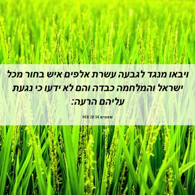 Picture 06 - שפטים 20:34 HEB - ויבאו מנגד לגבעה עשרת - Bible Verse Picture