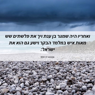 Picture 06 - שפטים 3:31 HEB - ואחריו היה שמגר בן ענת ויך - Bible Verse Picture