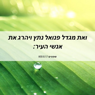 Picture 06 - שפטים 8:17 HEB - ואת מגדל פנואל נתץ ויהרג את - Bible Verse Picture