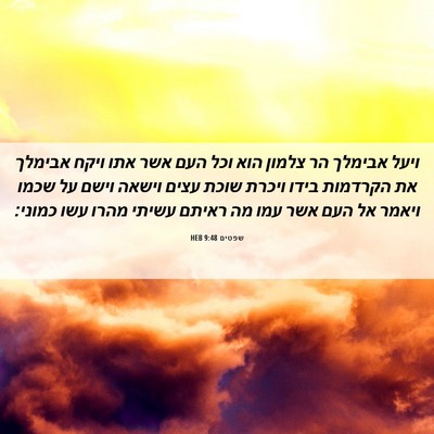 Picture 06 - שפטים 9:48 HEB - ויעל אבימלך הר צלמון הוא - Bible Verse Picture